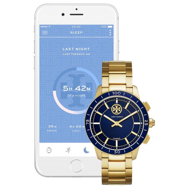 Ladies Tory Burch Hybrid ToryTrack Gold Tone and Navy Watch TBT1201 REEDS Jewelers