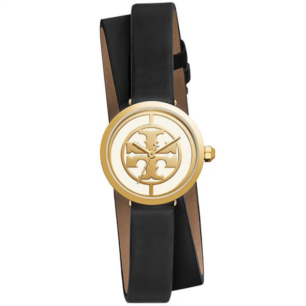 Ladies' Tory Burch Reva Double Wrap Black Leather Strap Watch TBW4019 |  REEDS Jewelers