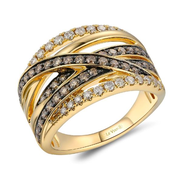Le Vian 1ctw Chocolate Diamonds and Nude Diamonds 14k Honey Gold Ring REEDS Jewelers