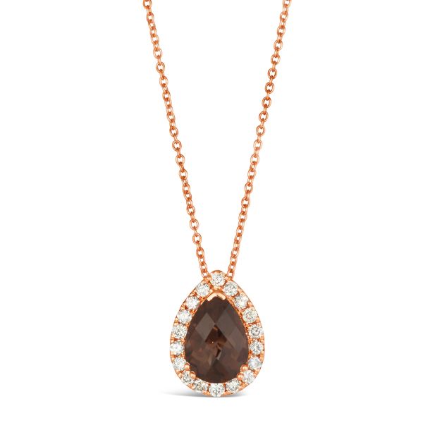 Le Vian Chocolate Quartz and 1 3ctw Nude Diamonds 14k Strawberry Gold Pendant Necklace REEDS Jewelers