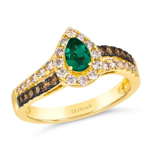 Le Vian Costa Smeralda Emeralds 5 8ctw Nude Diamonds and Chocolate Diamonds 14k Honey Gold Ring Size 7 REEDS Jewelers