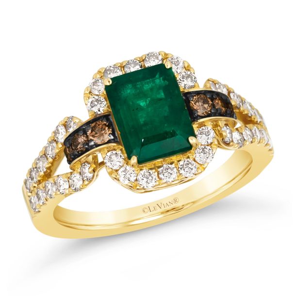 Le Vian Costa Smeralda Emeralds 7 8ctw Nude Diamonds and Chocolate Diamonds 14k Honey Gold Ring Size 7 REEDS Jewelers