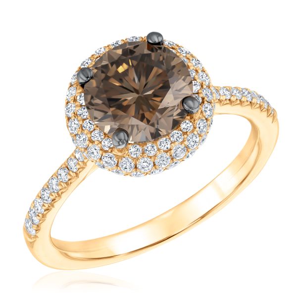 Le Vian Couture 2 3 4ctw Round Chocolate Diamond and Nude Diamonds 18k Honey Gold Ring