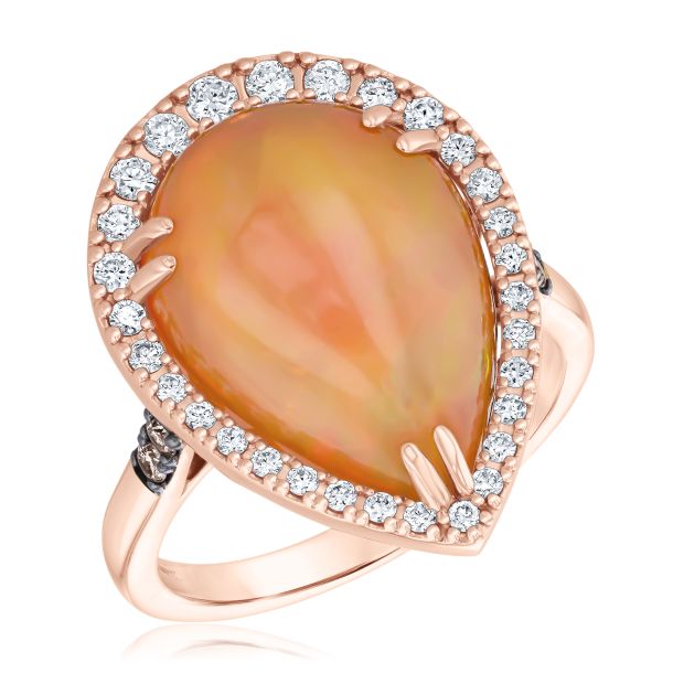Le Vian Couture Neopolitan Opal 1 3ctw Vanilla Diamonds and 1 8ctw Chocolate Diamonds 18k Strawberry Gold Ring