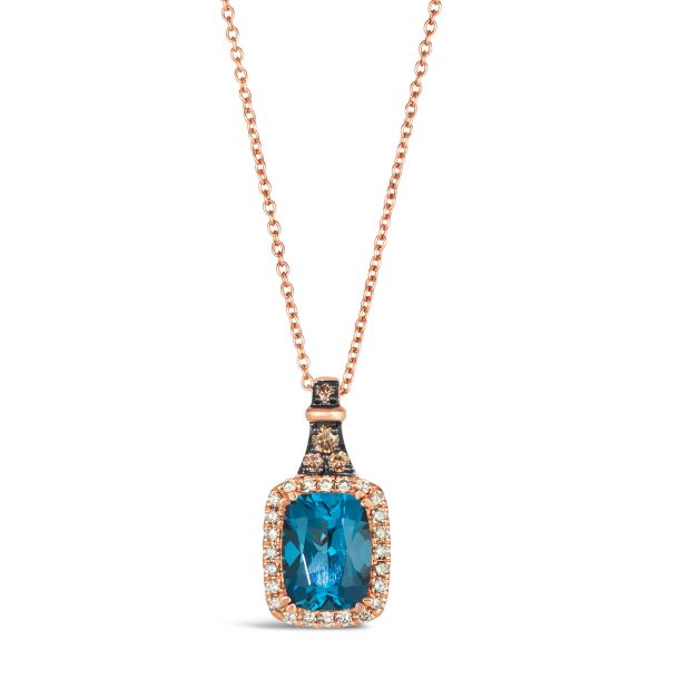 Le Vian Deep Sea Blue Topaz 1 4ctw Chocolate Diamonds and Nude