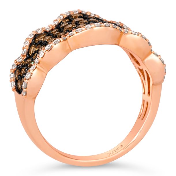 ル ヴァン レディース リング アクセサリー Chocolate by Petite Chocolate and White Diamond Wave Ring (5/8 ct. t.w.) in 14k Rose Gold ルヴァン レディース リング アクセサリー Chocolate Diamond \u0026 Nude