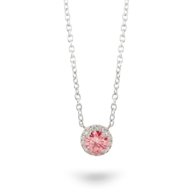 Lightbox 1/2ctw Pink Lab Grown Diamond Halo White Gold Pendant