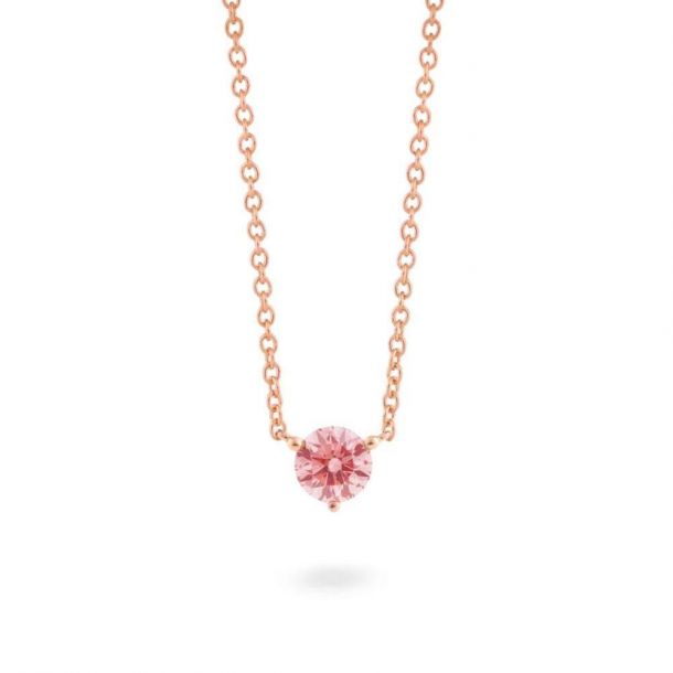 Lightbox 1/2ct Round Pink Lab Grown Diamond Solitaire Rose Gold Necklace