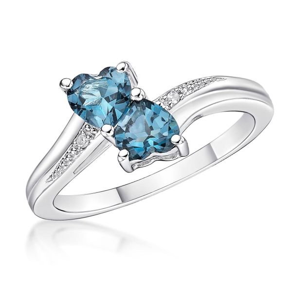Double heart gemstone clearance ring with accents