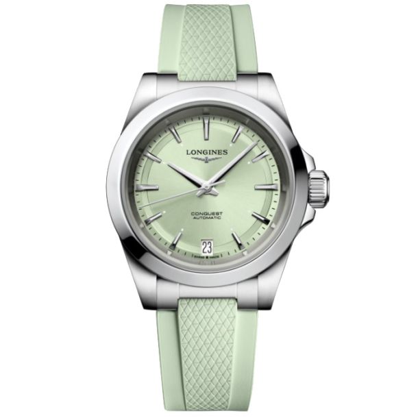 Longines Conquest Green Dial Green Rubber Strap Watch 34mm L34304029 REEDS Jewelers