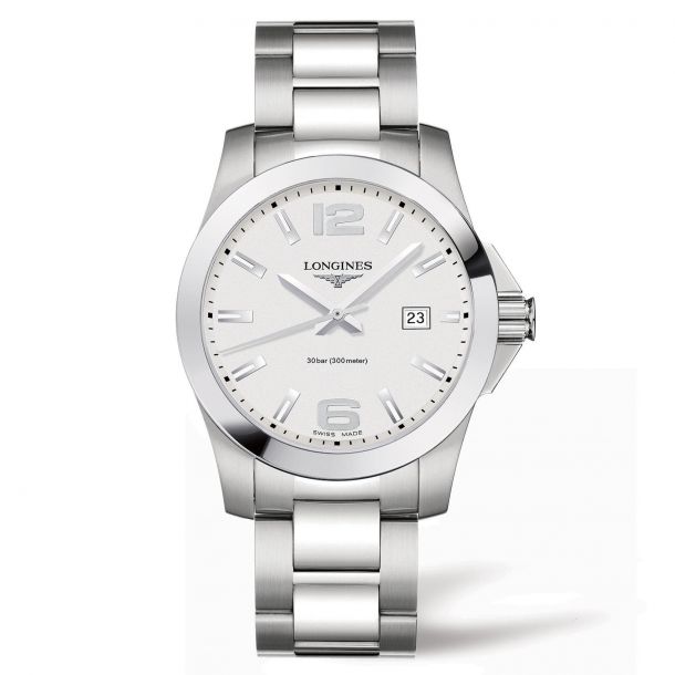 Longines Conquest Silver-Tone Dial Stainless Steel Bracelet Watch ...