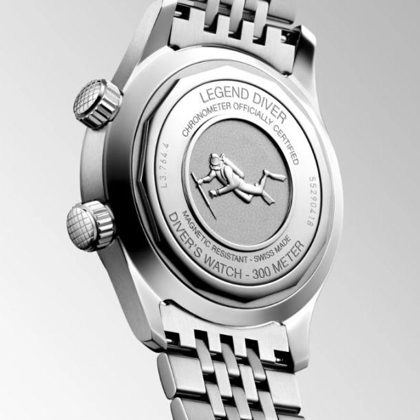 Longines Legend Diver Terracotta Dial Stainless Steel Bracelet