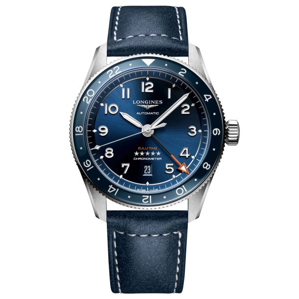 Longines Spirit Zulu Time Blue Dial and Blue Leather Strap
