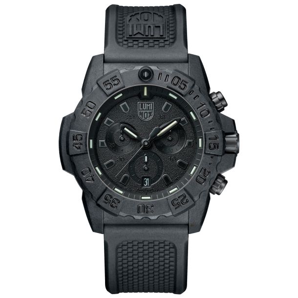 Luminox Navy SEAL Chronograph 3580 Series Blackout Rubber Strap Dive Watch 45mm XS.3581.BO REEDS Jewelers