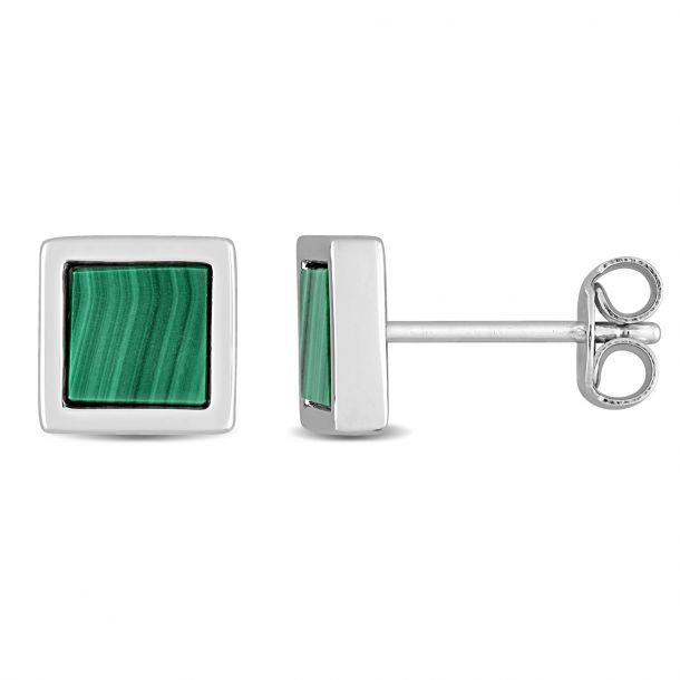 Silver malachite earrings clearance