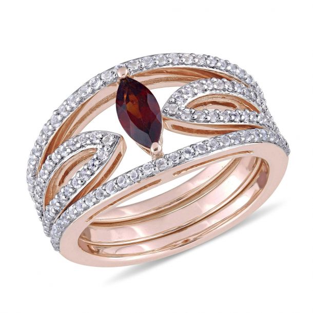Garnet and shop white topaz ring