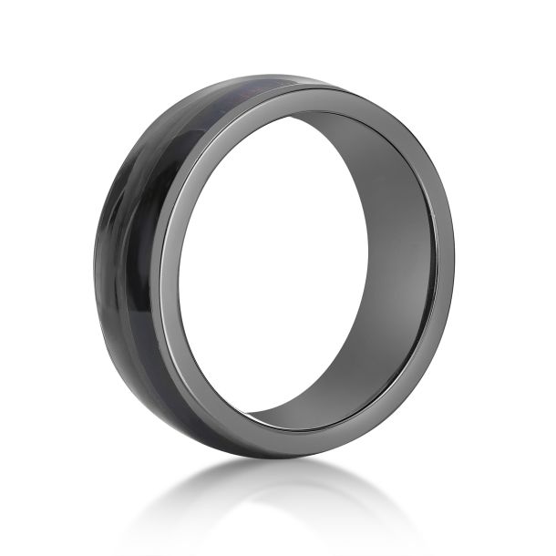 Men's Black Zirconium 8mm Resin and Wood Inlay Band | REEDS Jewelers