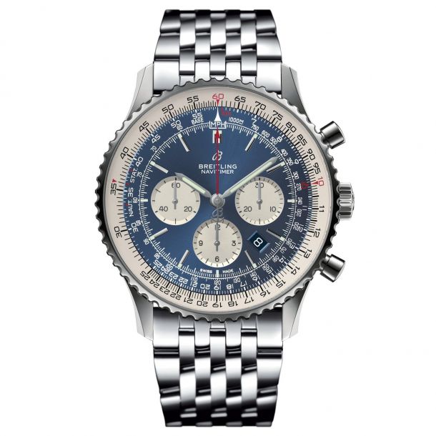 Breitling Navitimer B01 Chronograph 46 Aurora Blue Dial Stainless Steel Watch AB0127211C1A1