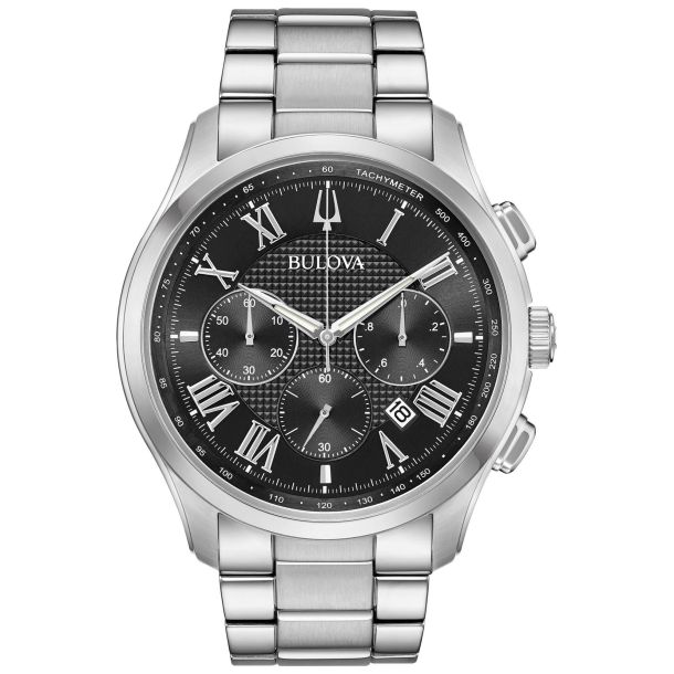 Men's Bulova Classic Wilton Black Dial Chronograph Stainless Steel