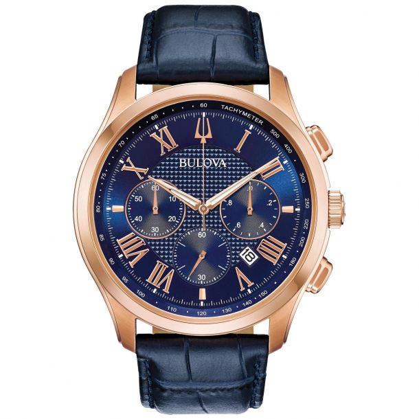 Men's bulova blue dial new arrivals watch
