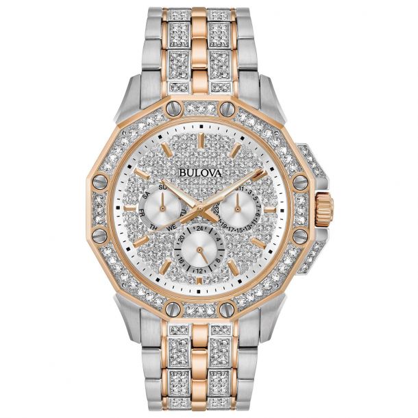Men's Bulova Crystal Octava Two-Tone Rose Gold-Tone and Stainless