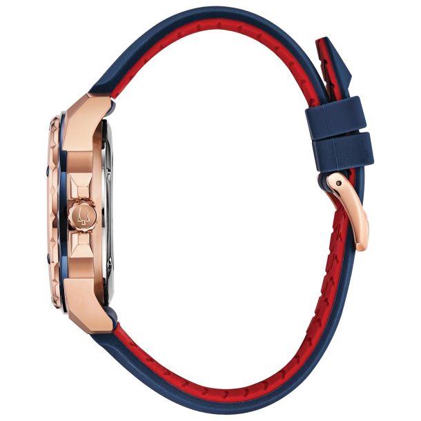 Bulova men's 44mm marine cheap star silicone strap watch