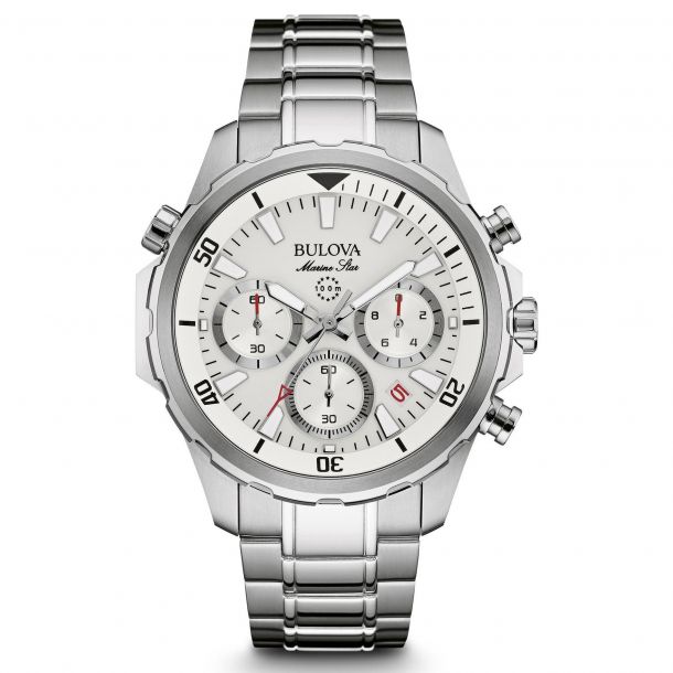 Men s Bulova Marine Star Chronograph Stainless Steel Watch 96B255