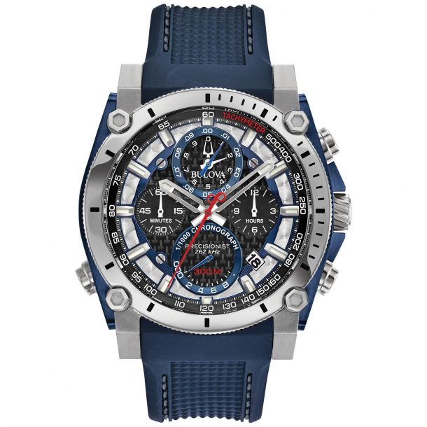 Men\'s Bulova Precisionist Blue Polyurethane Strap Watch | 46.5mm | 98B315 |  REEDS Jewelers