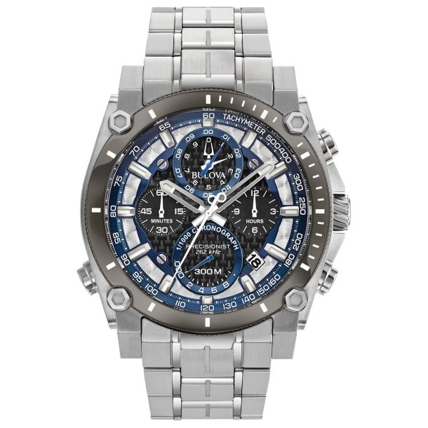 Berühmte Marken Men\'s Bulova Precisionist 46mm 98B316 Carbon Black Watch Bracelet Dial | Jewelers | Fiber Chronograph | REEDS