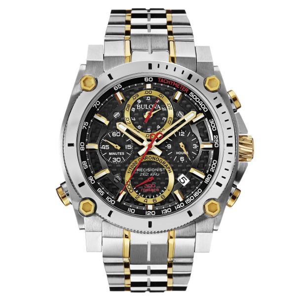 Men s Bulova Precisionist Chronograph Two Tone Watch 98B228 REEDS Jewelers