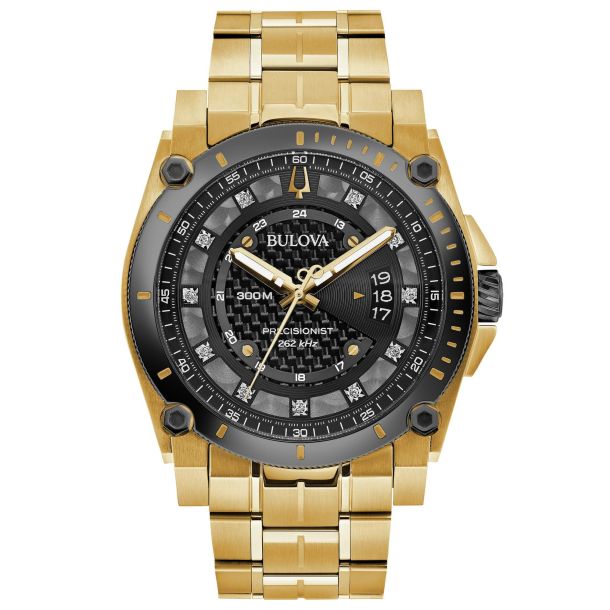 Bulova men's discount gold diamond watches