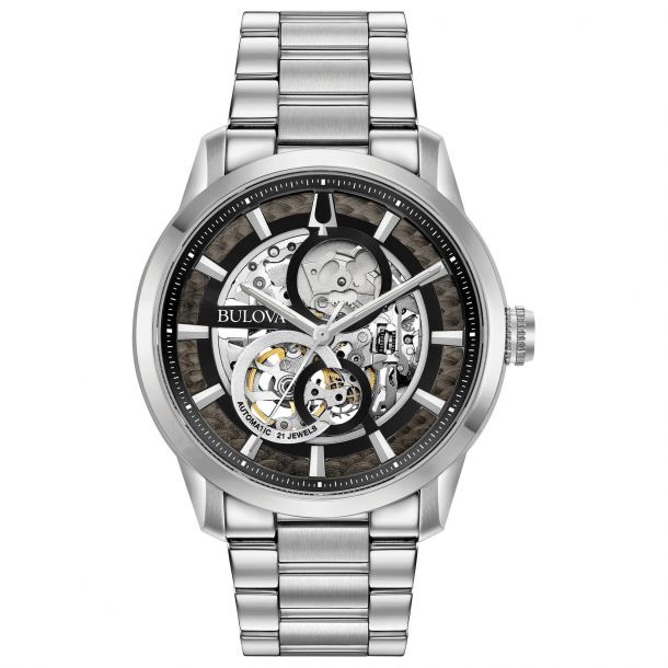 Men s Bulova Classic Sutton Automatic Skeleton Dial Bracelet Watch 43mm 96A208 REEDS Jewelers