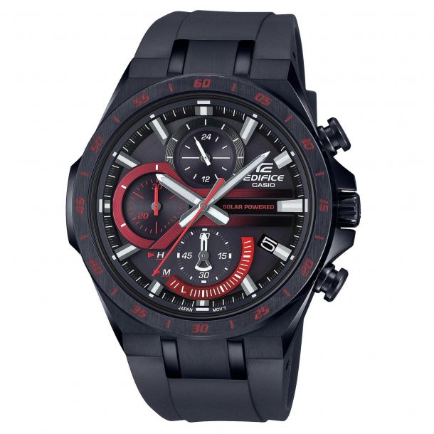 Men s Casio Edifice Solar Powered Chronograph Black Resin Band Watch EQS 920PB 1AV