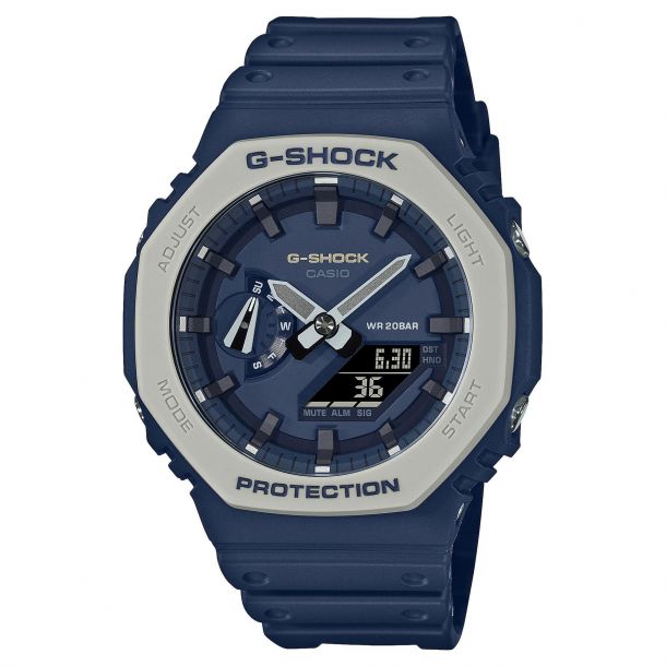 Men s Casio G Shock Analog Digital Layered Bezel Earth Tone Series Navy Blue Watch GA2110ET 2A