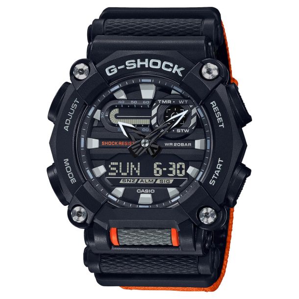 Men s Casio G Shock Analog Digital Orange Cloth Band Watch GA900C 1A4