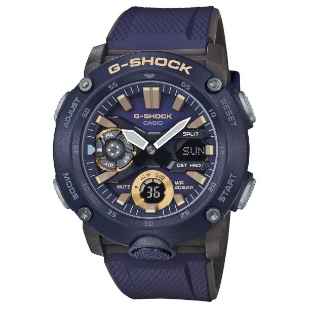 Men s Casio G Shock Analog Digital Carbon Core Guard Navy Resin Band Watch GA2000 2A REEDS Jewelers