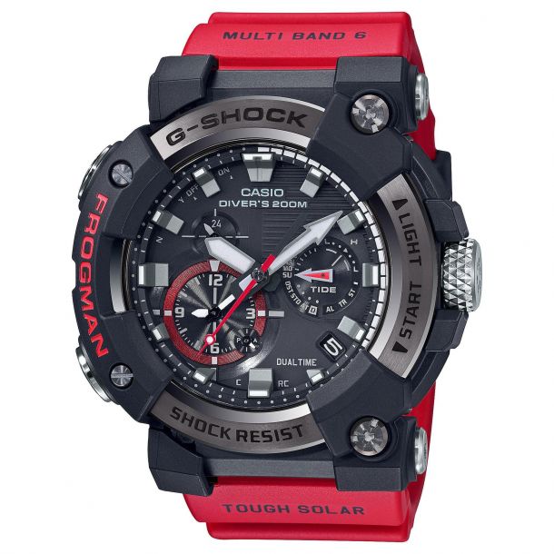 Men s Casio G Shock MASTER of G FROGMAN ISO 200m Diver Red Watch GWFA1000 1A4