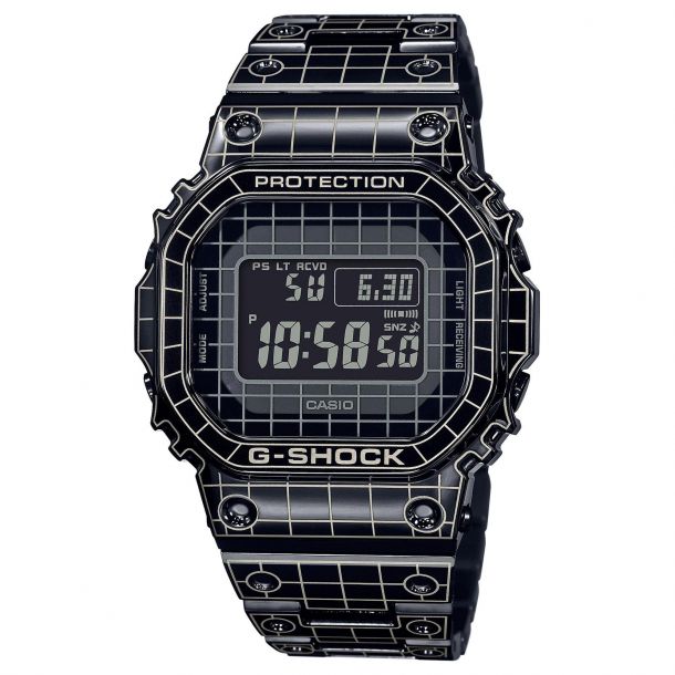 Men s Casio G Shock Full Metal Square Face Neo Grid Line Digital Watch GMWB5000CS 1