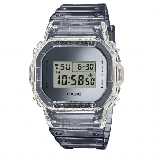 Men s Casio G Shock Digital Skeleton Clear Gray Resin Watch DW5600SK 1