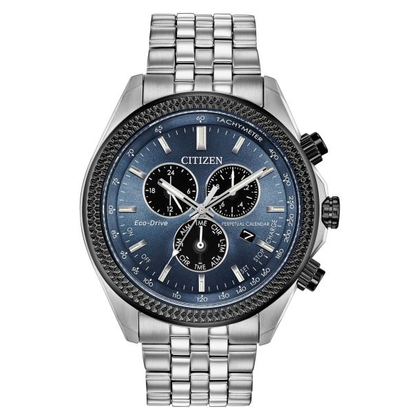 Men s Citizen Eco Drive Brycen Chronograph Blue Black Watch 44mm