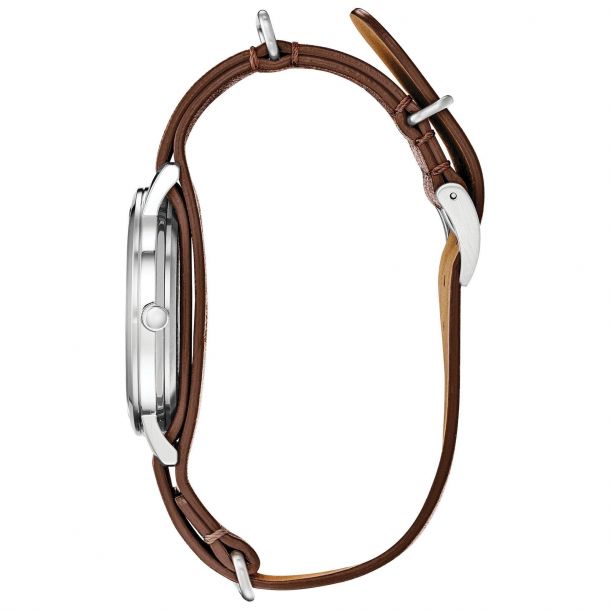 Men s Citizen Eco Drive Chandler Ivory Dial Brown Leather Strap 40mm Watch BJ6500 21A REEDS Jewelers