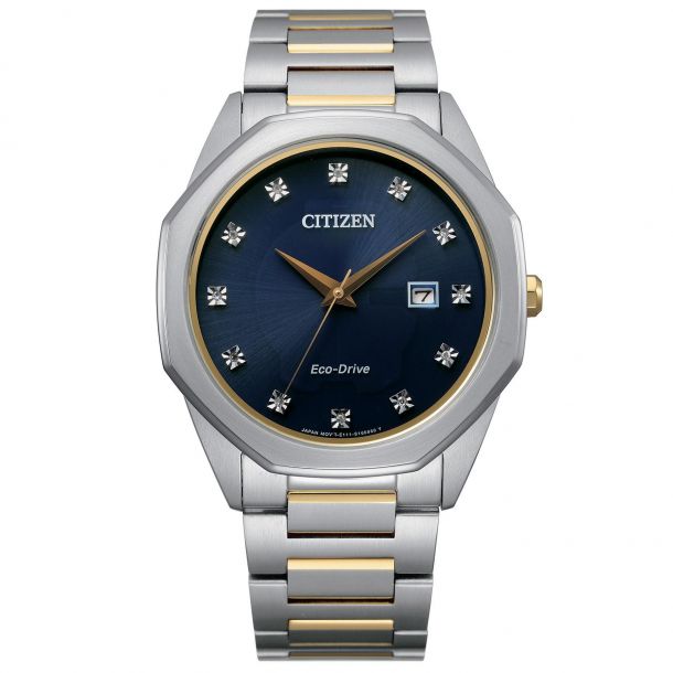 Men s Citizen Eco Drive Corso Diamond Two Tone Watch BM7494 51L