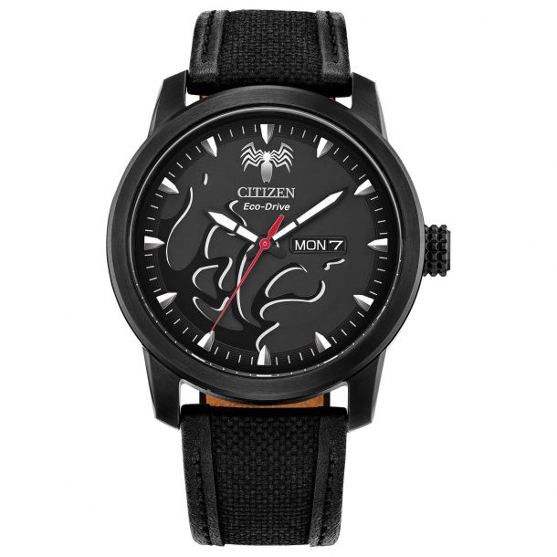 Men s Citizen Eco Drive Marvel Venom Black Strap Watch BM8477 04W REEDS Jewelers