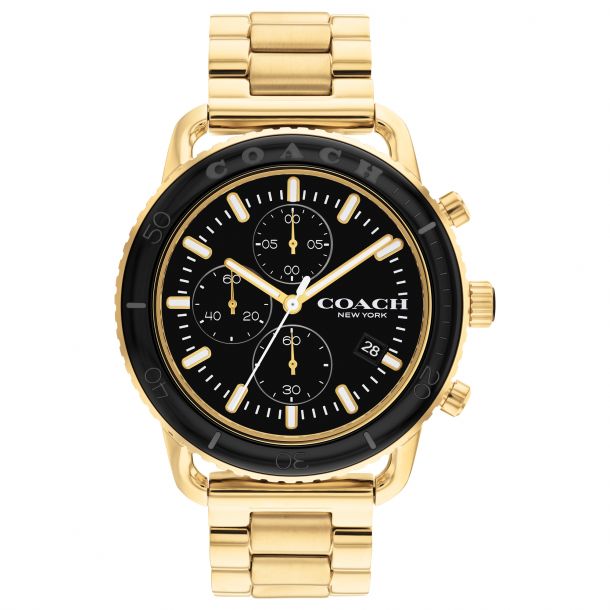 Men s COACH Cruiser Chronograph Yellow Gold Tone Stainless Steel Watch 44mm 14602596