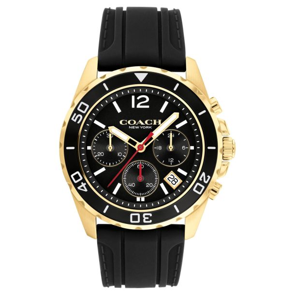 Men's COACH Kent Chronograph Gold Tone and Black Rubber