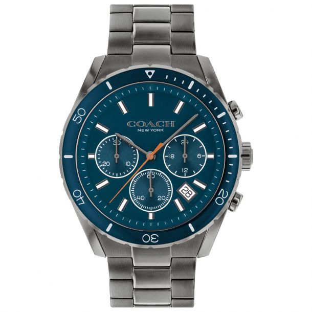 Men s COACH Preston Chronograph Grey Ionic Plated Stainless Steel Watch 14602516