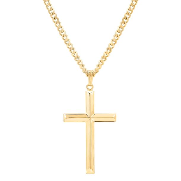 Men's Cross Pendant Necklace and Gold Plated Chain