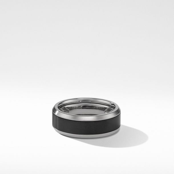 Men s David Yurman Beveled Band Ring in Grey Titanium with Black Titanium 8.5mm REEDS Jewelers