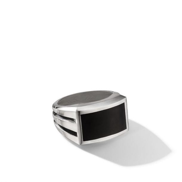 Men's David Yurman Beveled Signet Ring with Black Onyx | REEDS Jewelers