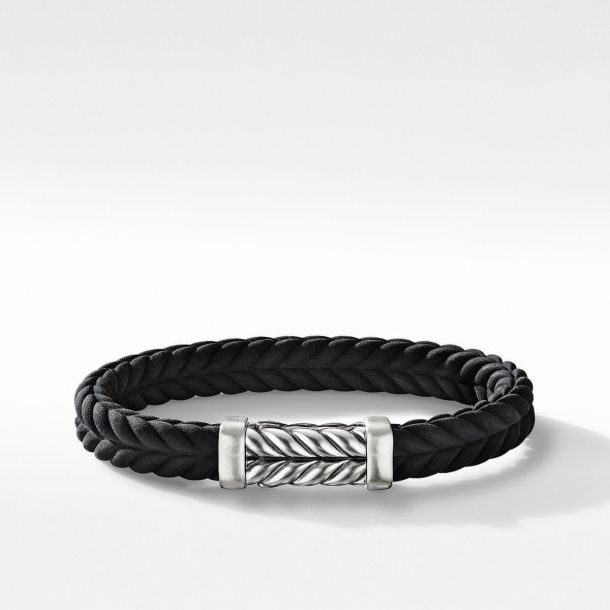 Men s David Yurman Chevron Black Rubber Link Bracelet Large REEDS Jewelers